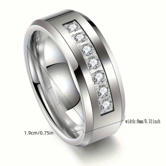 Silver Band Ring with Crystals